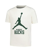 Jordan Big Boys and Girls Cream Milwaukee Bucks Essential Jump man Logo T-Shirt