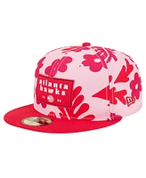 New Era Men's Red Atlanta Hawks Palm Fronds 2-Tone 59FIFTY Fitted Hat