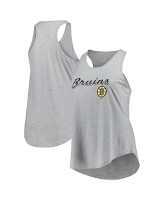 Fanatics Women's Heather Gray Boston Bruins Plus Racerback Tank Top