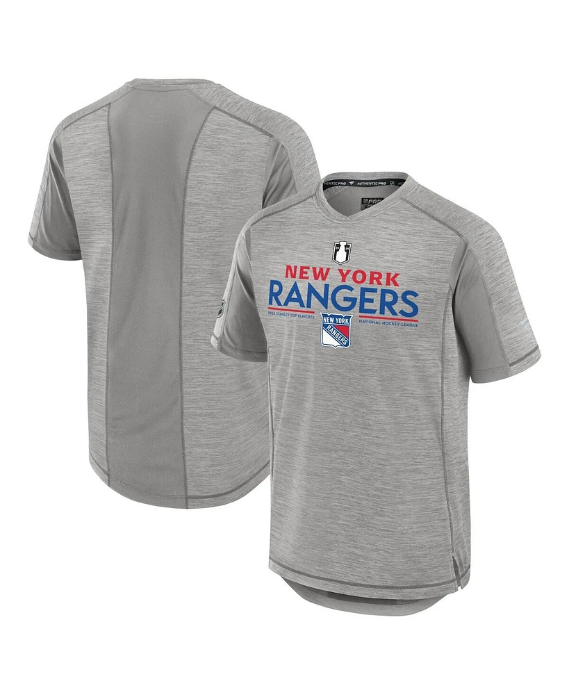 Fanatics Men's Gray New York Rangers 2024 Stanley Cup Playoffs Authentic Pro T-Shirt