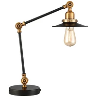 360 Lighting Taurus Industrial Rustic Western Desk Table Lamp with Usb Charging Port Adjustable 20" High Black Gold Metal for Living Room Bedroom Hous