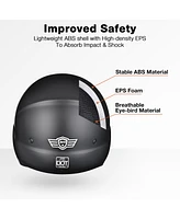 Ahr Motorcycle Helmet Open Face w/ Detachable Chin Guard Visor Dot Approved L