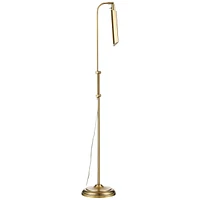 Culver Traditional Farmhouse Pharmacy Floor Lamp Standing Led Adjustable Height Plated 57" Tall Aged Brass Metal Shade Pole Light for Living Room