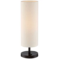 360 Lighting Heyburn Modern Accent Table Lamp with Hotel Style Usb and Ac Power Outlet in Base 20" High Dark Bronze Oatmeal Cylinder Shade for Living