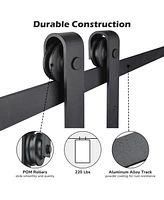 Aquaterior 6.6 Ft Sliding Barn Door Hardware Kit Closet Hang Style Track Rail