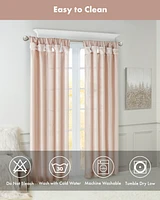 Madison Park Emilia Twist Tab Lined Window Curtain Panel, Single Curtain with Privacy Lining for Bedroom and Living Room