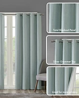 SunSmart Maya Heathered Blackout Curtain 1 Panel for bedroom, Grommet top fit up to 1.25 inches rod Single Curtain Panel for Living Room