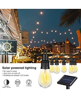 Yescom 48 Ft Solar String Lights Outdoor 15 Led Bulbs Shatterproof Lamps Patio Night Barbeque Bistro Cafe Christmas Decoration 2 Pack