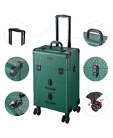 Byootique Rolling Makeup Train Case Cosmetic Organizer Trolley 2 Drawer Lockable