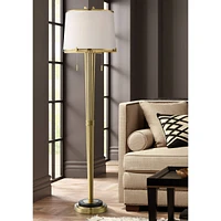 Possini Euro Design Palisade Modern Glam Luxury Style Floor Lamp Standing 64" Tall Satin Brass Metal Off