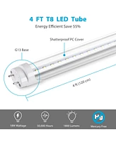 Yescom 1 Pack 18W T8 4FT Led Light Fluorescent Tube 6500K Cool White Replacement Lamp Bulb Clear