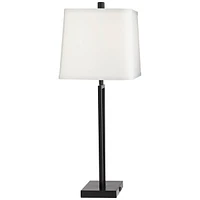 360 Lighting Cole Modern Minimalist Table Lamps 27" Tall Set of 2 with Usb Charging Ports Black Metal White Rectangular Shade for Living Room Bedroom