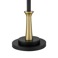 Possini Euro Design Burbank Modern Downbridge Floor Lamp 64" Tall Black Brass Gold Metal Linen Drum Shade for Living Room Reading Bedroom Home Office