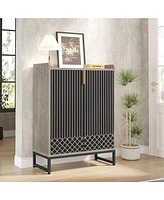 Tribesigns 25 Pair Shoe Cabinets with Doors, 5-tier Modern Rack Organizer Cabinet, Freestanding Wood Storage Cabinet for Bedroom Hallway Living R
