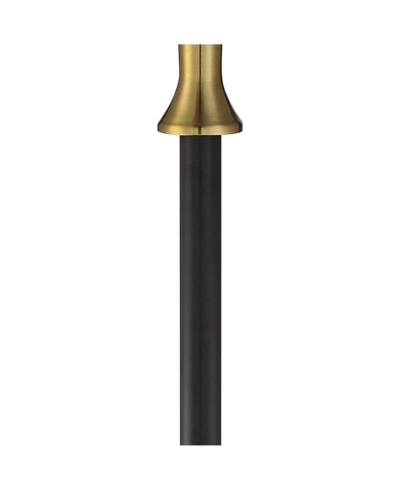Possini Euro Design Burbank Modern Mid Century Art Deco Torchiere Floor Lamp Standing 70" Tall Black Brass Metal Frosted White Glass Bowl Shade for Li