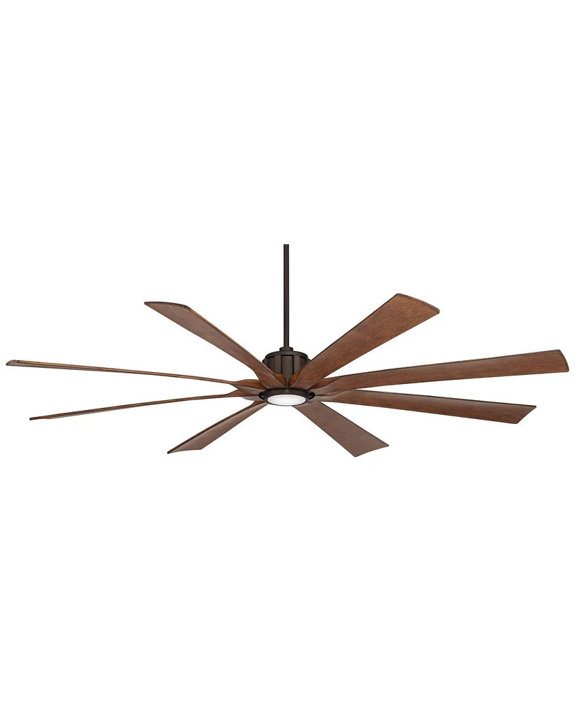 Possini Euro Design 80" Defender Rustic Farmhouse Outdoor Ceiling Fan with Dimmable Led Light Remote Control Oil Rubbed Bronze Damp Rated for Patio Ex