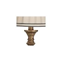 Regency Hill Ribbed Traditional Rustic Accent Table Lamp 18" High Antique Gold Beige Fabric Pleated Empire Shade Decor for Bedroom Living Room House H