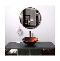 Aquaterior Bathroom Artistic Tempered Glass Vessel Sink Round Bowl Vanity Pattern Spa Basin