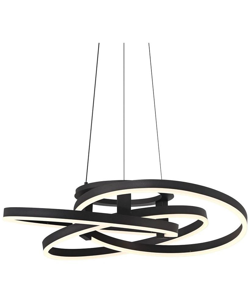 Possini Euro Design McKenna Sanded Black Pendant Lighting 26 1/2" Wide Modern Ribbon Rings Dimmable Led Fixture for Dining Room House Foyer Kitchen Is