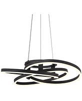 Possini Euro Design McKenna Sanded Black Pendant Lighting 26 1/2" Wide Modern Ribbon Rings Dimmable Led Fixture for Dining Room House Foyer Kitchen Is