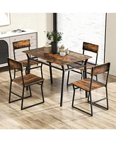 Slickblue 5 Piece Dining Table Set with Storage Rack and Metal Frame