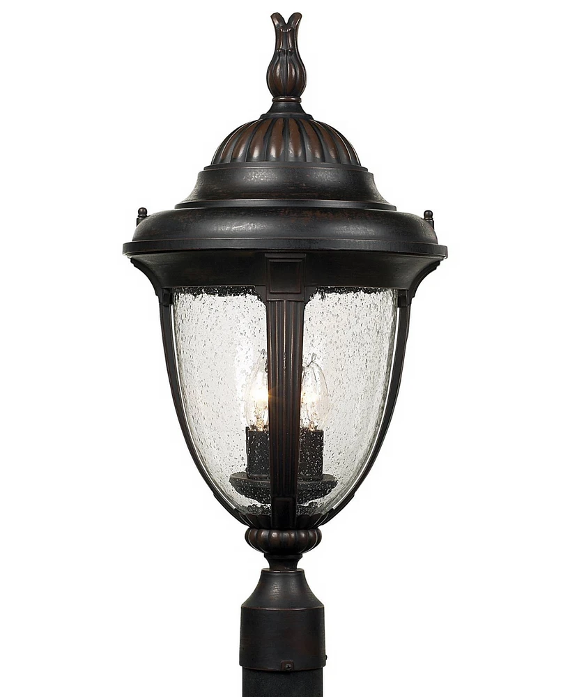 John Timberland Casa Sierra Traditional Outdoor Post Light Fixture Lantern Bronze 24 1/2" Seedy Glass for Exterior House Porch Patio Outside Deck Gara