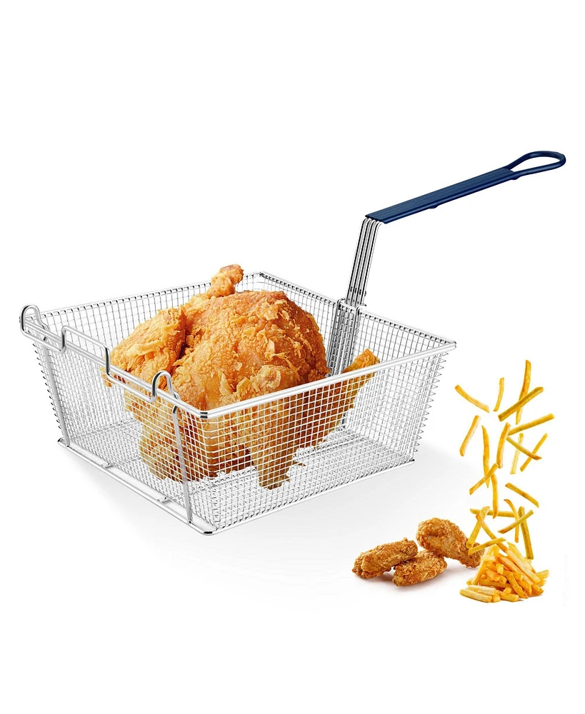 Yescom Commercial Deep Fryer Basket 8.8 Lbs Large Capacity 13"x 12" x 5" Heavy Duty Construction Fryer Basket with Non