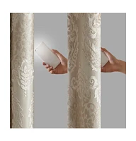 SunSmart Amelia Knitted Jacquard Paisley Total Blackout Grommet Top Curtain Panel, Single Curtain with Privacy Lining for Bedroom and Living Room, Wid