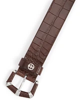 Giani Bernini Women's Croc-Embossed Faux-Leather Belt