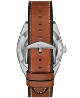 Fossil Men's Everett Automatic Brown Leather Watch 42mm