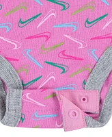 Nike Newborn Girls Printed Bodysuit, Headband and Bib Set