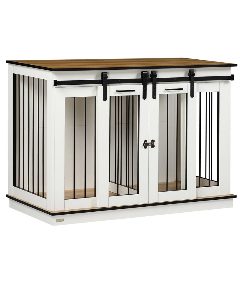 PawHut Modern Dog Crate End Table with Divider Panel, Dog Crate Furniture for Large Dog