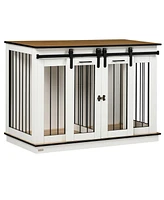 PawHut Modern Dog Crate End Table with Divider Panel, Dog Crate Furniture for Large Dog