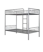 Simplie Fun Twin Over Twin Metal Bunk Bed (Silver)