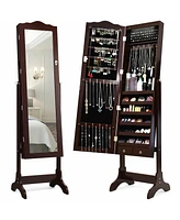 Slickblue 14 Led Jewelry Armoire Cabinet with Full Length Mirror and 4 Tilting Angles