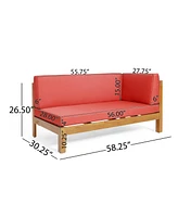 Simplie Fun Durable Water-Resistant Acacia Wood X-Back Corner Bench