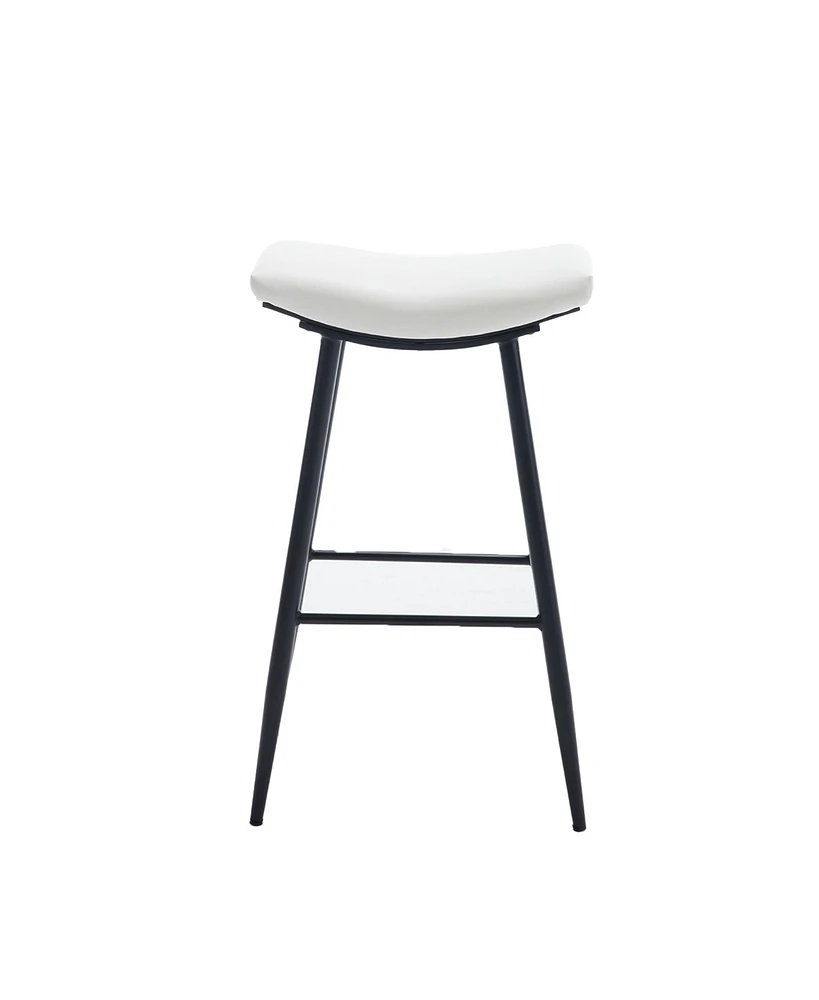 Simplie Fun Set of 2 Cream Pu Upholstered Counter Height Stools