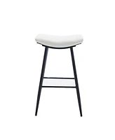 Simplie Fun Set of 2 Cream Pu Upholstered Counter Height Stools