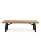 Simplie Fun Rustic Acacia Bench Set with Slat Paneling and Two-Toned Finish