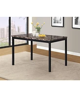 Noyes Metal Dining Table with Laminated Faux Marble Top, Black