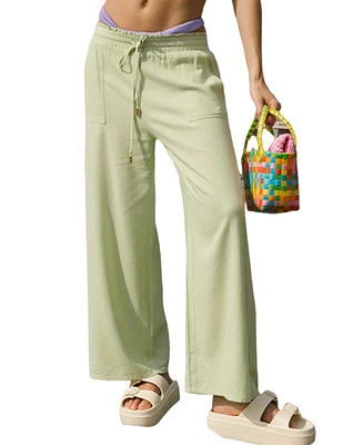 Cupshe Women's Light Green Elastic Waist Straight Leg Cover-Up Pants