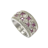 Suzy Levian New York Pink Sapphire & Lab-Grown White Multi Set Ring Sterling Silver by