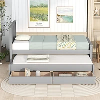 Twin Size Platform Bed With Trundle And Drawers