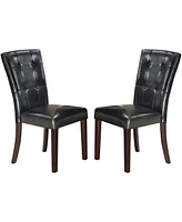 Simplie Fun Modern Parson Chairs Black Faux Leather Tufted Set Of 2 Side Chairs Dining Seatings