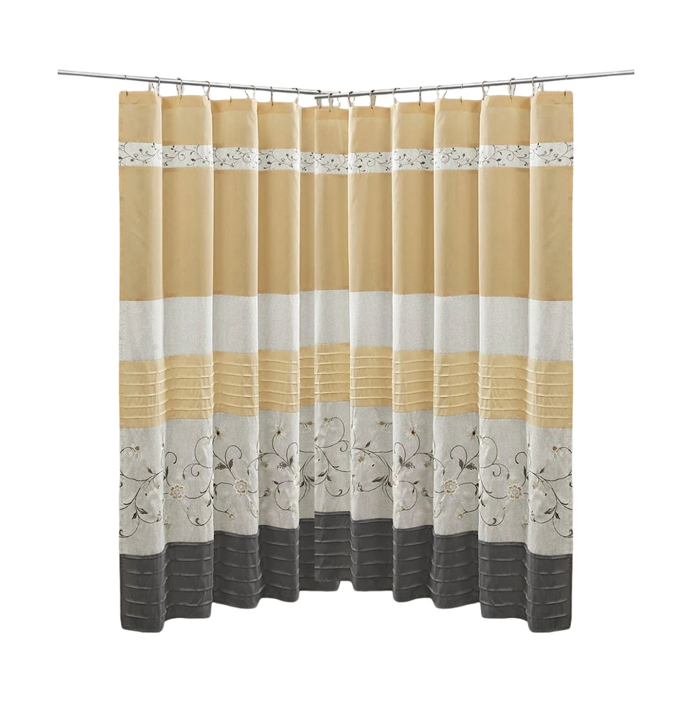 Home Outfitters Yellow Embroidered Shower Curtain 72"W x 72"L, Shower Curtain for Bathrooms, Transitional