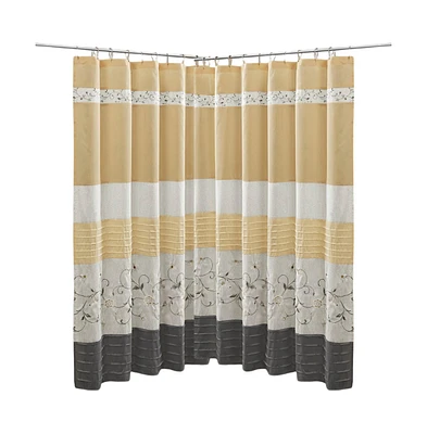 Home Outfitters Yellow Embroidered Shower Curtain 72"W x 72"L, Shower Curtain for Bathrooms, Transitional