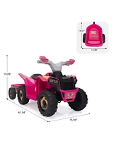 Streamdale Furniture Electric Atv for Kids with Trailer Bluetooth, Music, Power Display