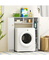 Costway Over The Toilet Storage Cabinet Double Door Bathroom Toilet Storage Organizer