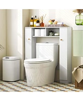 Costway Over The Toilet Storage Cabinet Double Door Bathroom Toilet Storage Organizer