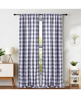 Caromio Yarn Dyed Buffalo Check Rod Pocket Window Curtain Panels